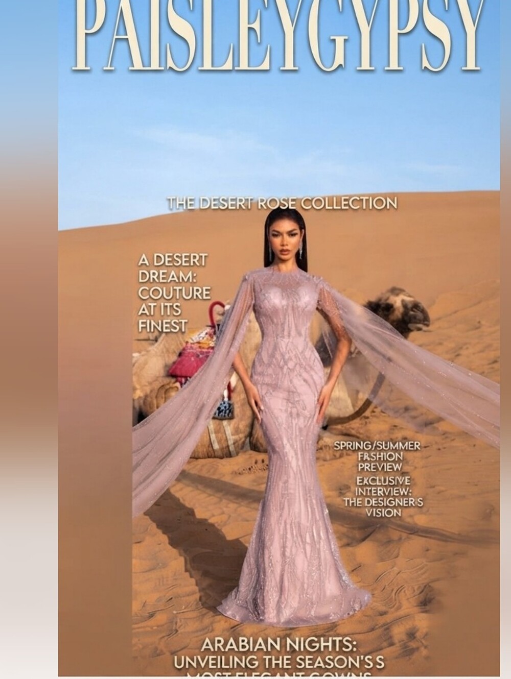 Elegant Pink Beaded Cape-Back Evening Gown